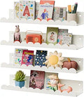 Nursery Book Shelves,Kids Wall Bookshelf Toy Storage,17 Inch Metal Floating Shelves Set of 4,Wall Shelves for Bedroom, Kids Room,Bathroom,Kitchen,Playroom Decor,Nursery Decor (White Metal, 17 inch)