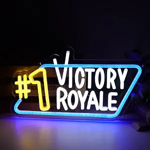 #1 Victory Royale Neon Signs for Wall Decor, Fortnight Game Neon Lights for Fort Game Lover Gifts with Dimmer Switch USB Power LED Neon Lights for Man Cave Bar Birthgday Gifts