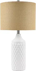 Catalina Lighting 19970-001 Modern Quilted Ceramic Table Lamp, Table Lamp for Office, Dorm, or Bedroom, Reading Light Nightstand Lamp, LED Bulb NOT Included, 26.6", White