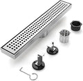 Linear Shower Drain - 12 Inch Brushed Nickel, with Grate Removable