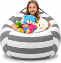 Amzlink Stuffed Animal Storage Bean Bag Chair Cover for Kids - Stuffable Zipper Beanbag for Organizing Children Plush Toys, Heavy Duty Cotton Canvas, Ideal for Bedroom Classroom(X-Large for Kids)