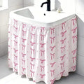Shudyear Bathroom Vanity Sink Skirt - Waterproof Sink Curtain with self-Adhesive Strip, Cute Hidden Storage Fabric Skirt for Bathroom Decoration and Organization (Pink)