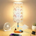 Bedside Table Lamp, Dimmable Touch, AC Outlet, USB A+C (SunRainbow)