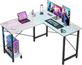 DUMOS 50-Inch Reversible L Shaped Desk with CPU Shelf, White