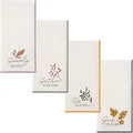 Karma, Merrowed Edge Cloth Dinner Napkins, Set of 4  Soft Reusable Fabric Napkins with Autumn Botanical Design for Thanksgiving, Harvest & Everyday Dining, Autumn