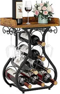 X-cosrack Wine Racks Countertop, Small Wine Rack with Wine Glass Holder, Mini Countertop Wine Rack with Tabletop Wine Storage Cabinet Shelf for Kitchen Pantry Home Bar