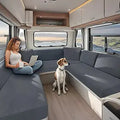 Caravan Seat Cover Stretch Jacquard, Non-Slip RV Dinette Cushion Covers with Tie-up Straps, Couch Cushion Covers for Camper Sofa Bench (Med Gray,W 24-35 in, D 12-20 in)