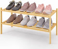 Smiry Bamboo Shoe Rack, 5 Horizontal Slats, 2 Tier - 26.8" Wide, Natural