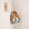 Amdermi Stuffed Animal Hammock Corner, Boho Macrame Plush Toy Storage Net for Wall, Hanging Stuffed Animal Holder for Nursery, Playroom, Kids Room, Cream