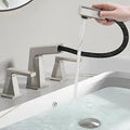 MIAOHUI Brushed Nickel Pull Down Bathroom Faucet 3 Hole, Two Handles