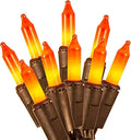 TIGOMOOV Orange Halloween Lights 100 Count, 21ft Incandescent Mini String Lights Black Wire Plug in, Fall Halloween String Lights Outdoor Indoor Decor, Thanksgiving Tree Porch Mantle Yard