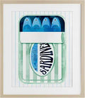 Sardine Tin Retro Nautical Stripes, 13 x 16 Inch Framed Print Under Glass