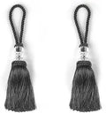 2 Pack Large Tassel with Loops, Large Handmade Craft, Charcoal