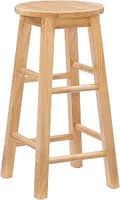 Linon Natural Barstool with Round Seat, 24-Inch