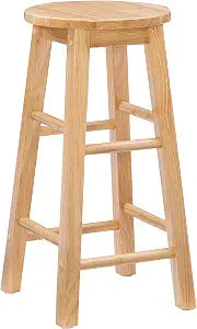 Linon Natural Barstool with Round Seat, 24-Inch