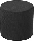 uxcell Ottomen Cover Round, Stretch Ottomen Slipcover Fit Diameter 9.8"-12.6", Non-Slip Footstool Protector Cover for Bedroom Black