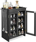 Ikee Design Wooden Storage Cabinet with Glass Door & Adjustable Shelves