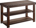 Pipishell 3 Tier Bamboo Shoe Rack Bench for Entryway, Brown