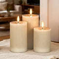 Beige Battery Operated Flameless Candles with 6 Hour Timer