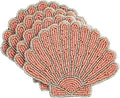 Mud Pie Pink Glass Shell Beaded Coaster Set