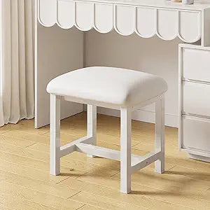 White Vanity Stool, Small Vanity Chair, Makeup Bench Seat for Deak