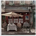Bistro Cityscape Dining Room, 12 x 12 Inch Mounted Print on Wall Plaque