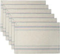DII French Stripe Tabletop Collection Farmhouse Style Dining Table Linen Placemat Set, 13x19, Taupe/Gray, 6 Piece