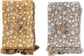 Cotton Decorative Tea Towel with Beautiful Flower Prints and Jute Rope for Dining and Kitchen, Yellow and Grey, Set of 2