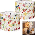 Hortsun 2 Pcs Hummingbird Lampshades Drum Fabric Covers 13x13x10 Inch