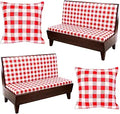 6Pcs Rv Dinette Cushion Covers Checkered Cushion Covers Dinette Booth Seats Stretch Washable Rv Seat Cover for Camper Car Bench with 2 Pillowcase,2 Backrest and 2 Bench Cover(Red)