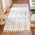 SAFAVIEH Berber Fringe Shag Collection Runner Rug - 2'2" x 6', Cream & Dark Grey, Moroccan, Non-Shedding & Easy Care, 1.2-inch Thick Ideal for High Traffic Areas in Living Room, Bedroom (BFG516A)