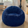 XeGe Soft Fluffy Faux Fur Bean Bag Chair Cover(No Filler), Navy Blue