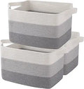 OIAHOMY Cotton Rope Storage Baskets for Organizing Gradient Gray 3-Pack