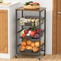 XYZLVSI 4 Tier Rolling Kitchen Cart Fruit Vegetable Storage Basket Rack