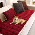 Couch Cover for Dogs Washable, Fuzzy Pet Couch Covers for 3 Cushion Sofa Pet Friendly, Non-Slip Sofa Couch Cover Protector Mat (59in, Red)