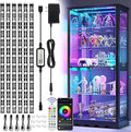 LED Strip Lights 6 Pcs 1.64FT RGB Small LED Light Strips Kit Dimmable RGB 5050 Color Changing Tape Lights TV Backlight Display Case Lights Shelves Lighting with APP & RF Remote & Power Supply