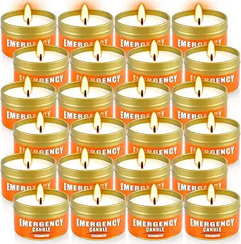 24+Hour Candle Set 24 Pack 2.8oz, Emergency Candles for Power Outages, Mountain Climbing, Wild and Camping Use. Portable and Tabletop Design, Bulk Emergency Candle Supplies.