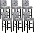 SPRINGRICO Bar Stool Covers Set of 6, Stretch Washable Barstool Seat Covers with Backs, Removable Counter Height Chair Covers for Kitchen Dining Room Cafe (Lotus Gray, 6PCS)