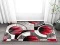 Well Woven Ruby Geometric 2x3 Mat Red & Grey Vibrant Modern Contemporary Hand Carved Sunburst Design Perfect for Entryways & Small Spaces Plush Easy-Care Easy-to-Clean