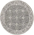 SAFAVIEH Micro-Loop Collection Area Rug - 3' Round, Black & Ivory, Handmade Wool, Ideal for the Living Room, Dining, Bedroom (MLP803Z)