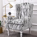 Wing Chair Covers, 2 Pieces Zebra Striped Stretch Wingback Chair Slipcovers Elastic Polyester Spandex Fabric Stretch Sofa Armchair Slipcovers Washable Furniture Protector (White)