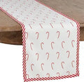 SARO LIFESTYLE Peppermint Collection Candy Cane Print Table Runner, 16" x 54", Red