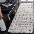 SAFAVIEH Fontana Shag Collection Runner Rug - 2'3" x 6', Grey & Ivory, Modern Grid Design, Non-Shedding & Easy Care, 2-inch Thick Ideal for High Traffic Areas in Living Room, Bedroom (FNT868F)