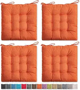 SQUARE MOON 4 Pack Chair Cushions, Seat Cushions, Chair Pads, Chair Mat for Indoor, Outdoor Dining Chair, Kitchen Chairs, Dining Room Chairs (16"  16"  4 Pack, Orange)