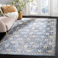 SAFAVIEH Brentwood Collection Area Rug - 3' Square, Navy & Creme, Floral Distressed Design, Non-Shedding & Easy Care, Ideal for High Traffic Areas in Living Room, Bedroom (BNT896N)
