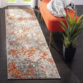 SAFAVIEH Monaco Collection Runner Rug - 2'2" x 8', Grey & Orange, Boho Chic Abstract Watercolor Design, Non-Shedding & Easy Care, Ideal for High Traffic Areas in Living Room, Bedroom (MNC225H)
