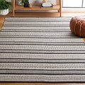 SAFAVIEH Montauk Collection Accent Rug - 3' x 5', Black & Ivory, Flat Weave Farmhouse Boho Stripe Cotton Design, Easy Care, Ideal for High Traffic Areas in Entryway, Living Room, Bedroom (MTK728Z)